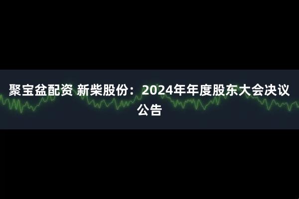 聚宝盆配资 新柴股份：2024年年度股东大会决议公告