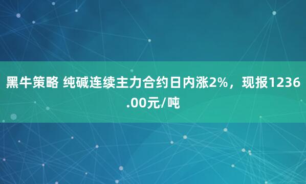 黑牛策略 纯碱连续主力合约日内涨2%，现报1236.00元/吨